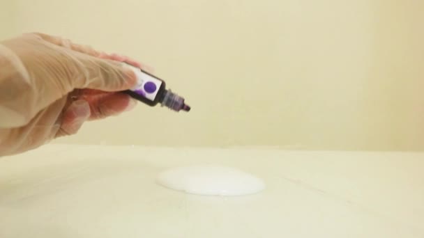 Color Dye Being Mixed White Slime Purple — Stock video
