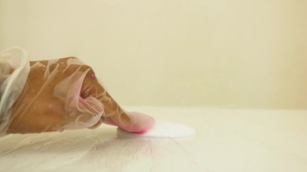 Color Dye Being Mixed White Slime Red — Stock Video
