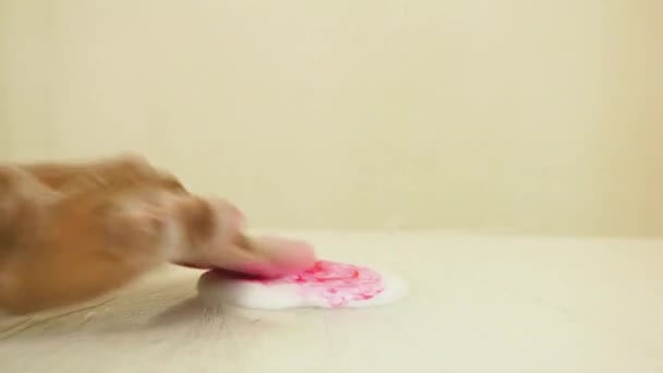 Color Dye Mixed White Slime Close Pink — Wideo stockowe