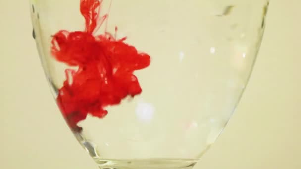 Color Dyes Being Added Wine Glass Red Green — Stock video