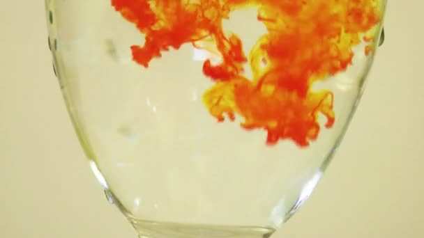 Color Dyes Being Added Into Wine Glass - Yellow And Orange
