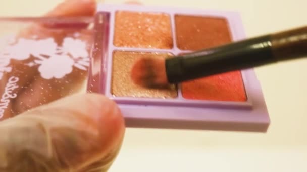 Etnische Vrouw Met Oogschaduw Champagne Glitter — Stockvideo