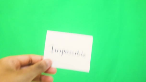 Palavra Escrita Num Cartão Branco Impossível — Vídeo de Stock