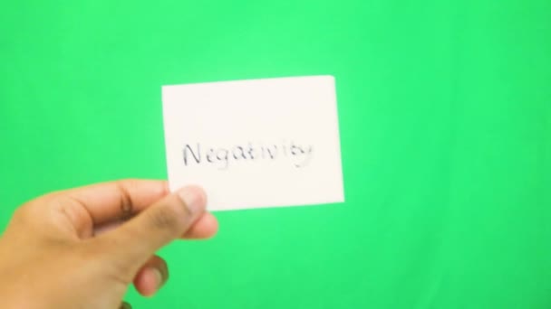 Palavra Escrita Num Cartão Branco Negatividade — Vídeo de Stock