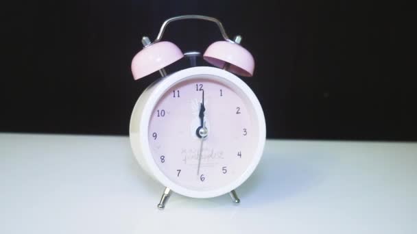 Classic Alarm Clock Hands Twelve Clock — Stock video