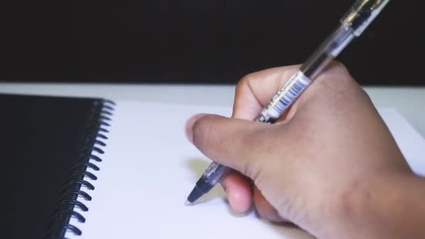 Mani Che Scrivono Uno Schizzo Con Una Penna Nera — Video Stock