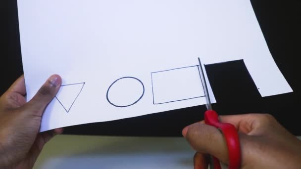 Papier Avec Des Formes Découpées Avec Des Ciseaux Rectangle — Video