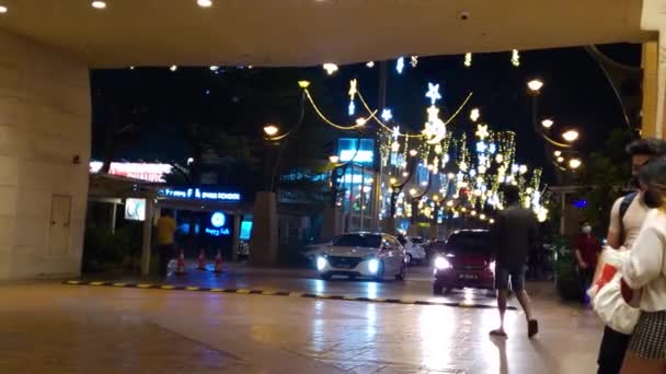 Attendant Taxi Extérieur Centre Commercial Nuit — Video