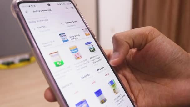 Compras Para Compras Line Comprar Fórmula Bebê — Vídeo de Stock