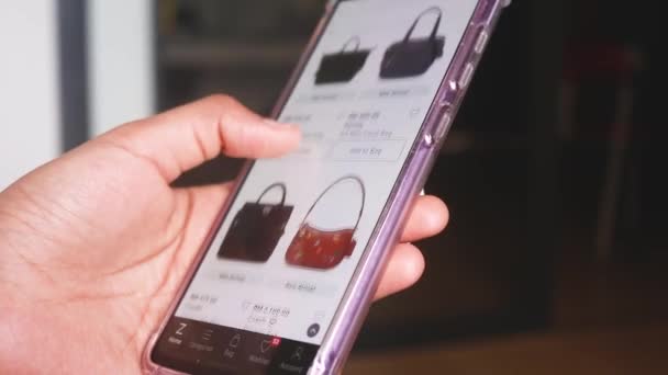 Shopping Online Women Clothes Handbags — Vídeo de Stock
