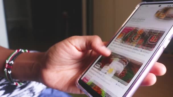 Using Food Delivery App Searching Rice Dishes — Video