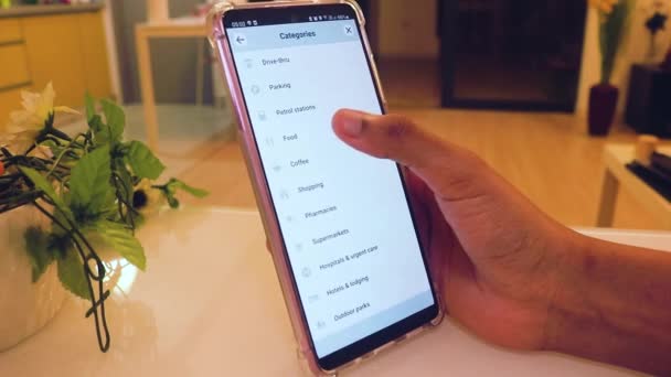 Using Navigation App Searching Food — Stock video