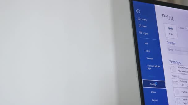 Osoba Pracująca Nad Plikiem Word Drukowanie Pliku — Wideo stockowe