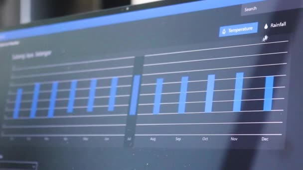 Prüfen Einer Wetteranwendung Auf Einem Laptop Prüfen Von Niederschlägen — Stockvideo