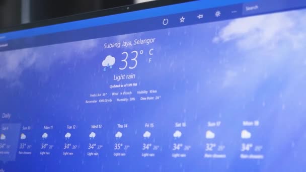 Checking Weather Application Laptop Monthly Weather Updates — Stock Video