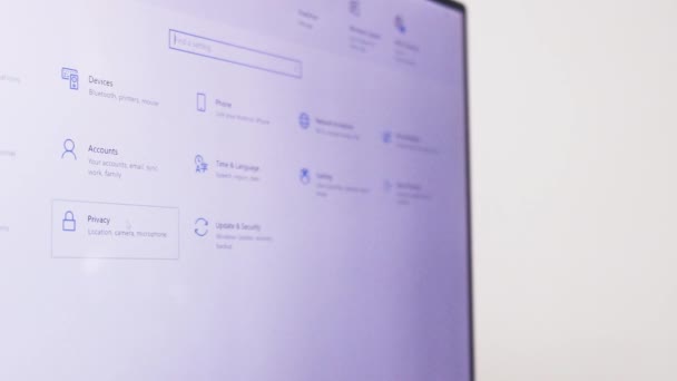 Checking Different Computer Settings Laptop Privacy Options — Stock video