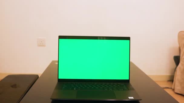 Ноутбук Зеленим Екраном Ньому — стокове відео