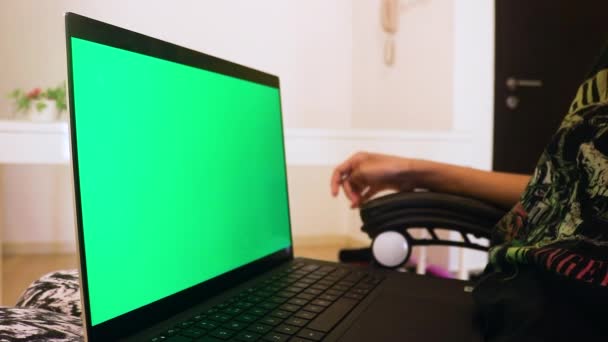 Laptop Con Una Pantalla Verde — Vídeos de Stock