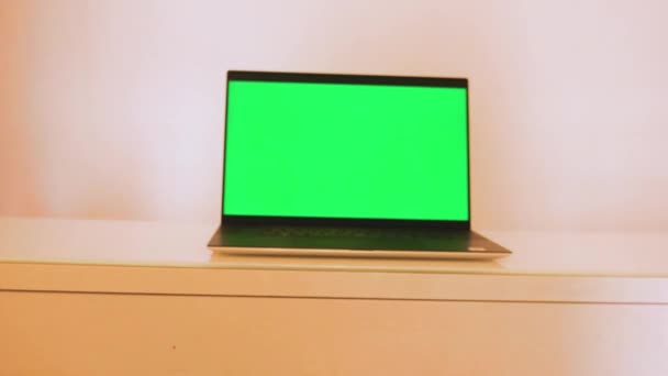 Laptop Con Una Pantalla Verde — Vídeos de Stock