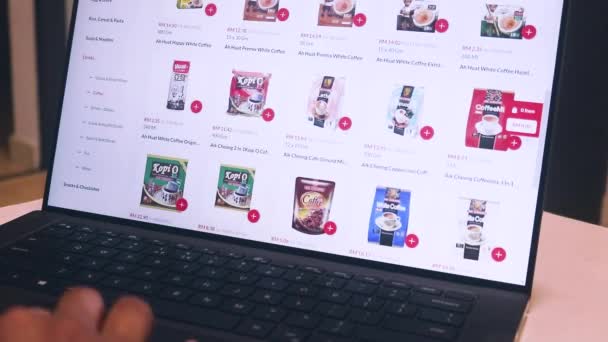 Shopping Groceries Laptop Coffee — Stok Video
