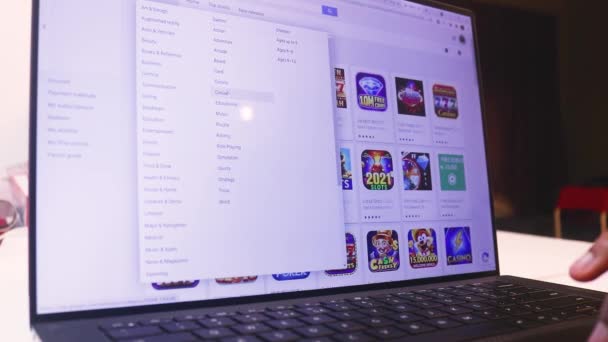 Navegar Sección Juegos Google Play Store — Vídeo de stock