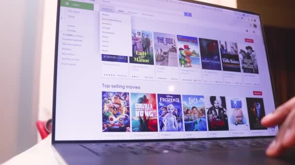 Surfing Google Playstore Movie Section — Stock Video