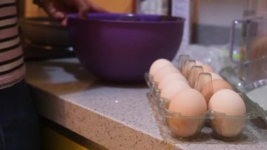 Pancake Mix Getting Mixed With Egg By Ethnic Woman 