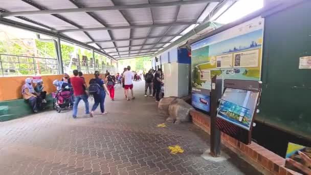 Μαλαισιανές Οικογένειες Στέκονται Στην Είσοδο Ενός Ζωολογικού Κήπου — Αρχείο Βίντεο