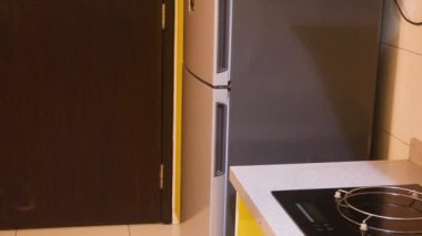 Pirinç Fırını Etnik Kadın Tarafından Fişe Takılıyor - Yan Görünüm