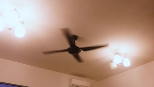 Fan Living Room Being Turned Lower Speed — Stock Video