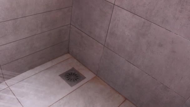 Water Running Shower Drain High Angle — Stok Video