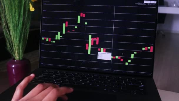 African Woman Checking Chainlink Stock Chart Her Living Room — Wideo stockowe