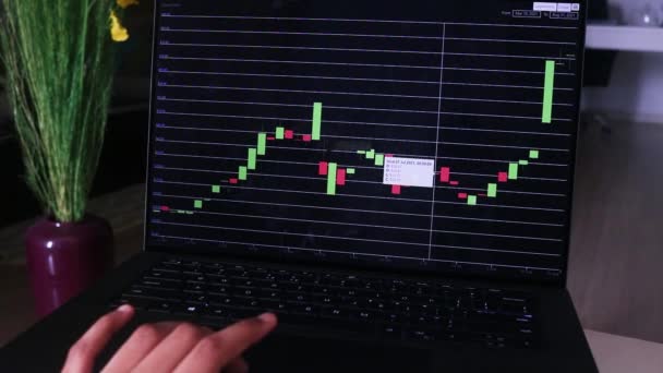African Woman Checking Solana Stock Chart Her Living Room — Stok Video