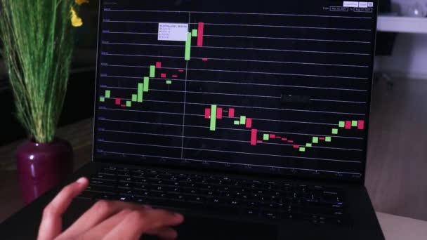 African Woman Checking Litecoin Stock Chart Her Living Room — Stok Video