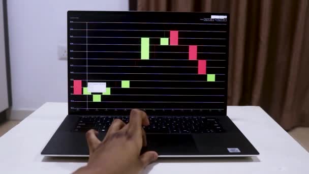 African Woman Hands Checking Cardano Stock Chart Laptop — ストック動画