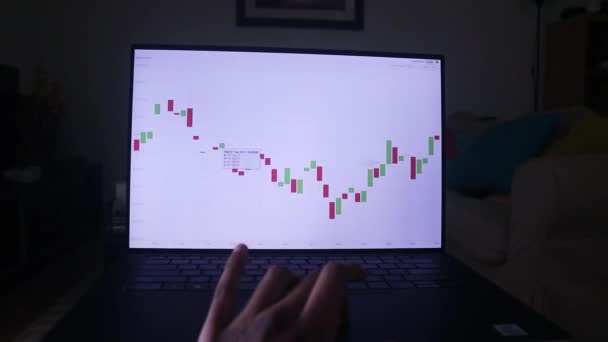 Day Mode Bitcoin Stock Chart Displayed Laptop — Vídeo de stock