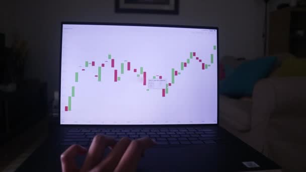 Day Mode Chainlink Stock Chart Displayed Laptop — Αρχείο Βίντεο