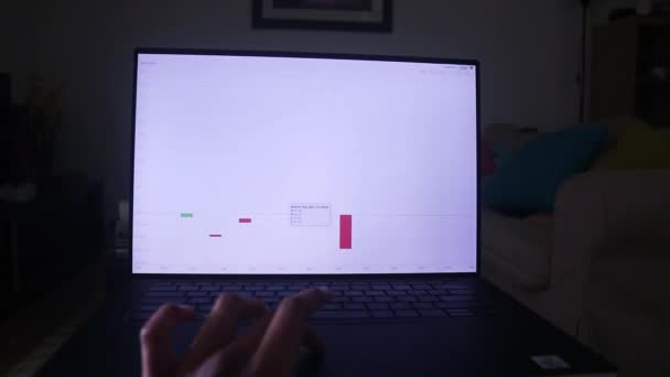 Day Mode Tether Stock Chart Displayed Laptop — Vídeo de Stock