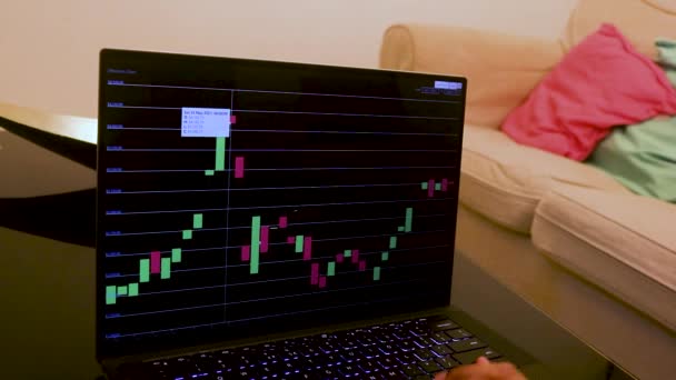 Ятимісячна Хронологія Ethereum Stock Chart Ноутбуці — стокове відео