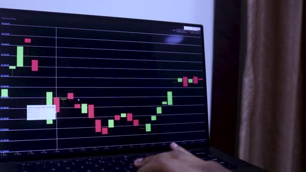 Four Month Timeline Ethereum Stock Chart Laptop — Stockvideo