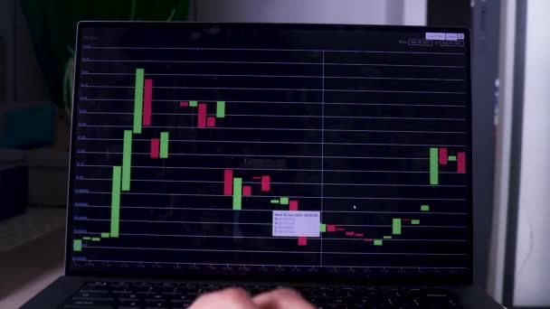Hand Checking Six Month Timeline Xrp Stock Chart Laptop — Stok video