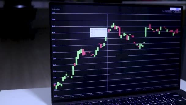 Laptop Displaying Cardano Stock Chart Two Weeks — Stockvideo