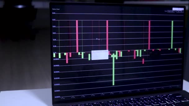 Laptop Displaying Tether Stock Chart Two Weeks — Wideo stockowe