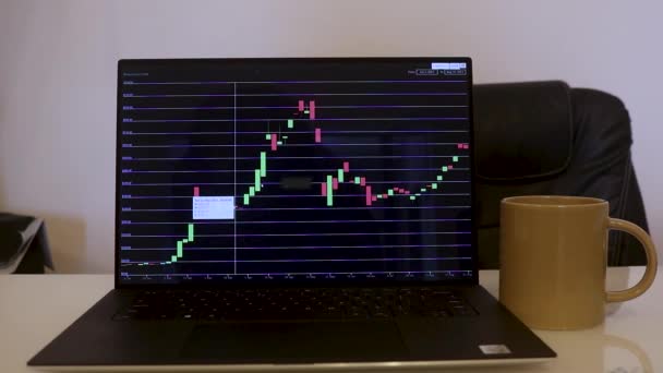 Laptop Showing Binance Stock Chart Next Cup Tea — Stock Video