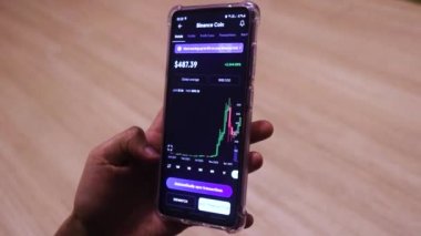Woman Looking At Binance's Two-year Stock Chart On Phone