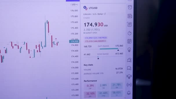 Real Time Litecoin Stock Chart Day Mode Laptop — Stok Video