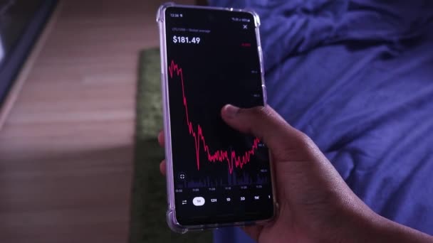 Woman Checking Litecoin Chart Wave Mode Morning — Wideo stockowe