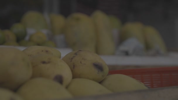 Inggris Fruit Stall Mangoes Papayas Laid Out Raw — Stok Video