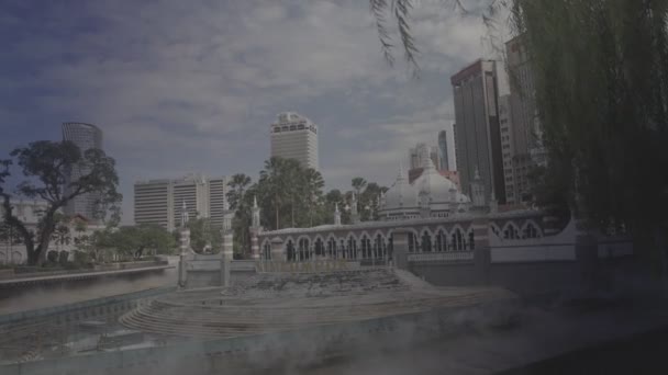 Moschea Masjid Jamek Con Nebbia Durante Giorno — Video Stock