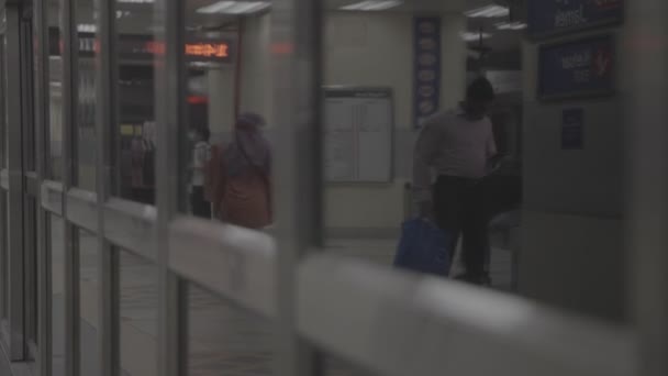 Reflection Malaysians Walking Lrt Station — Stock video